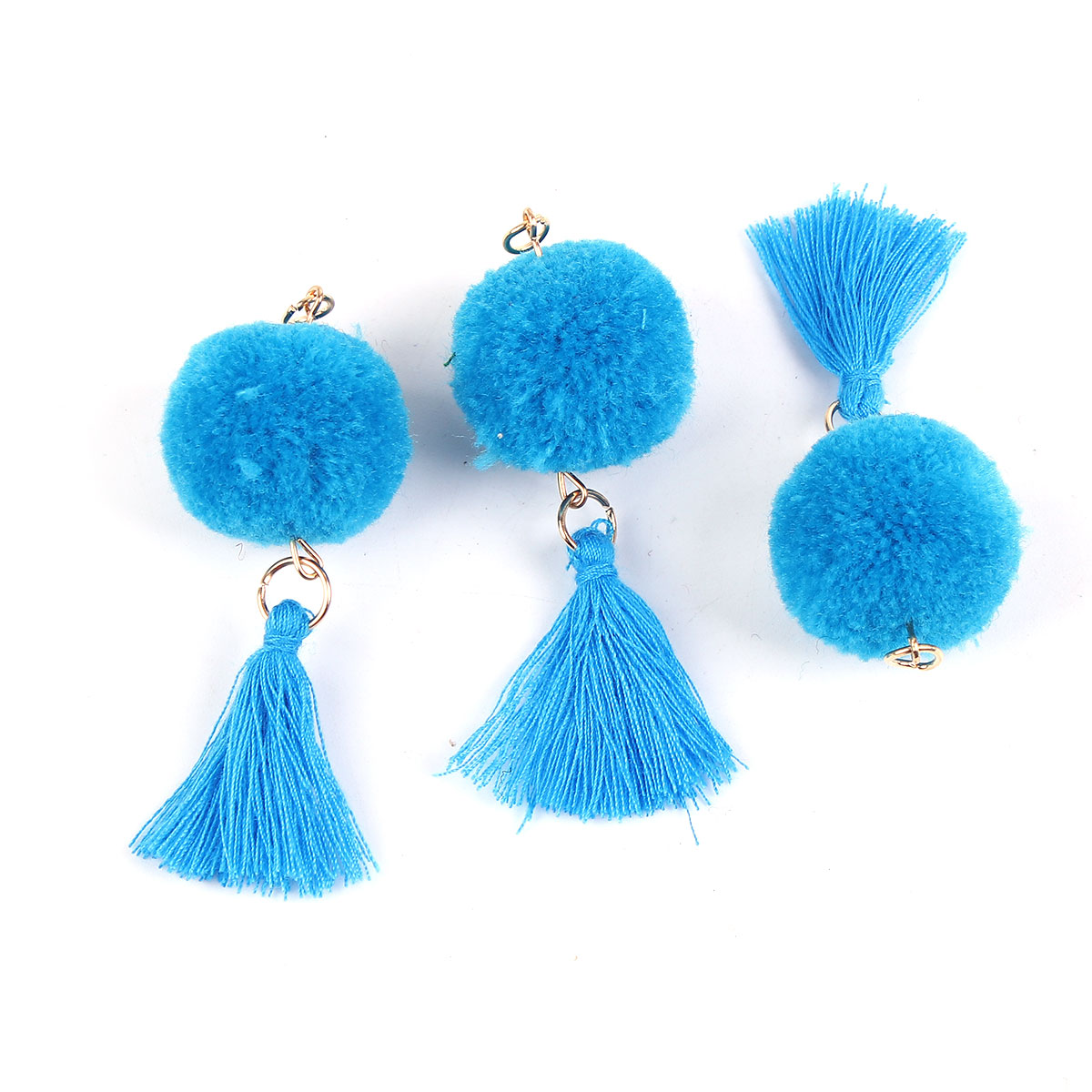 DoreenBeads. Plush Pendants Tassel Pom Pom Ball Gold Plated Blue About