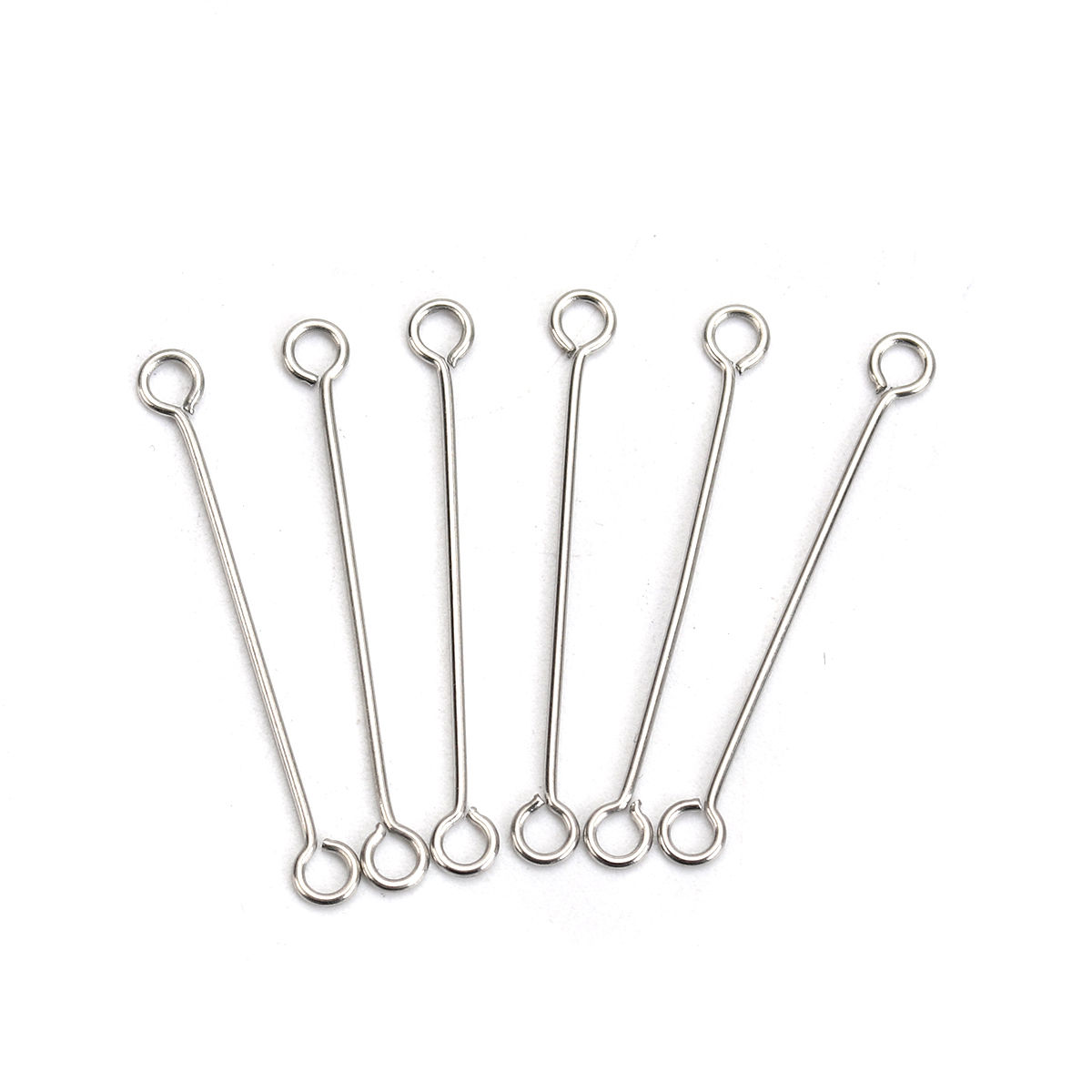 DoreenBeads. 304 Stainless Steel Eye Pins Silver Tone 30mm(1 1/8") long