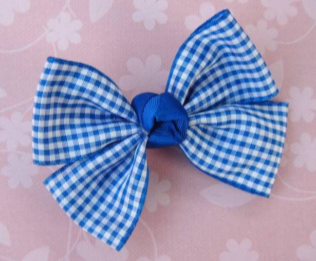 School gingham check hair bow clip, clasp.dance shows exams eBay