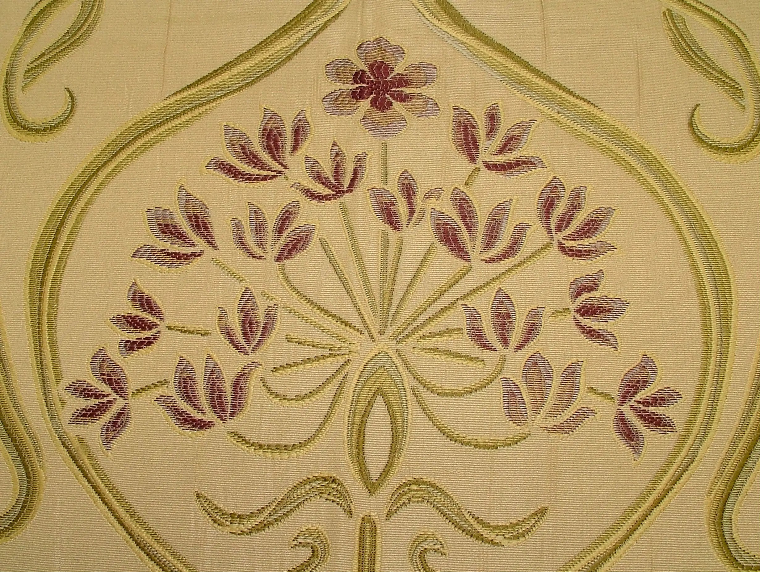 Art Nouveau Design Soft Gold Designer Jacquard Fabric Ready Made