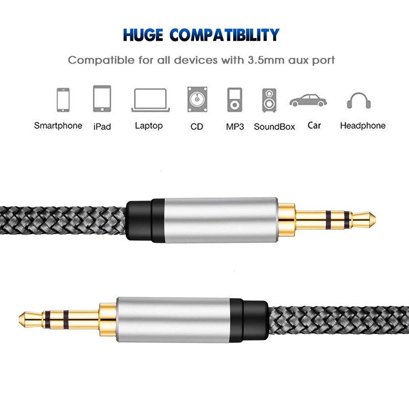 Factory Direct High Quality AUX Headphone Extension Cable 3.5mm Male To Male Stereo Audio Cord
