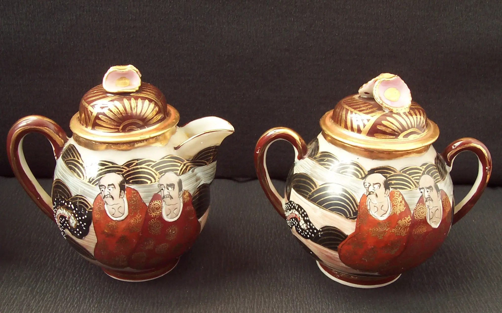 japanese satsuma porcelain tea set /10pcs/ Maruni & Co 1920s / Marks on