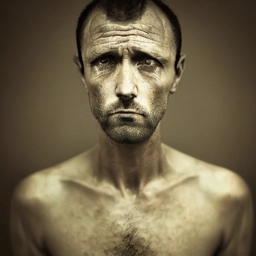 man, selfportrait, no hair, naked, 40 years old, photo, ambient