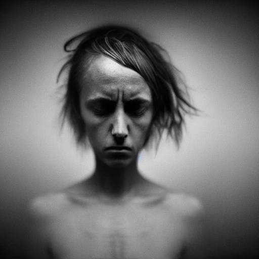 anxiety, woman, selfportrait, no hair, naked, 30 years old, photo