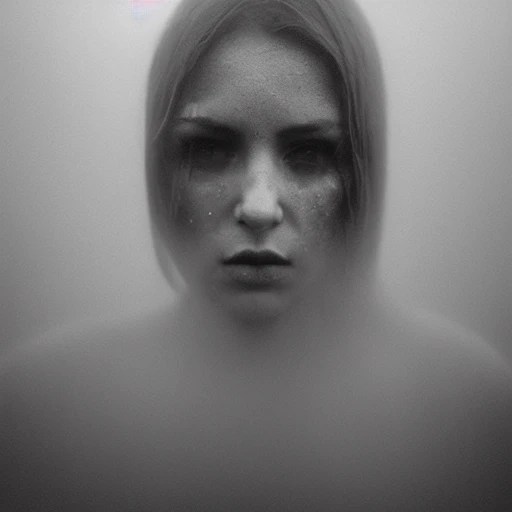 rope, woman, wet, dream, fear, scream, fog, full body, naked, hot, tits