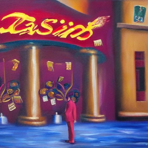 Casino, Golden Glove, Oil Painting, "777" Arthub.ai