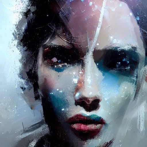 Professional painting of space art by Jeremy Mann, Rutkowski and