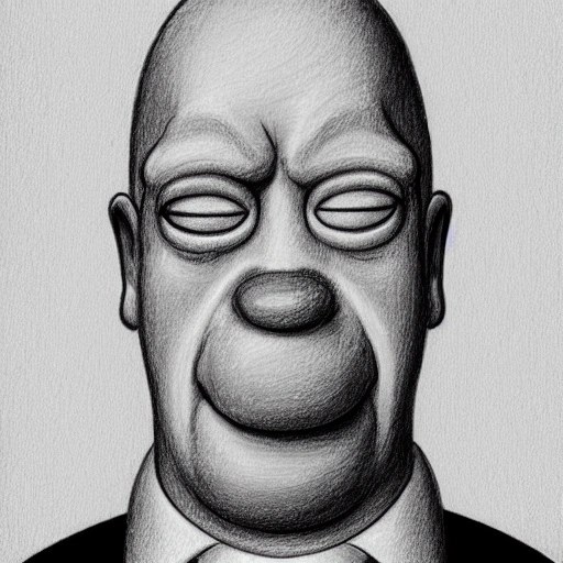 A portrait of Homer Simpson, Pencil Sketch Arthub.ai