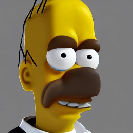 A portrait of Homer Simpson, 3D Arthub.ai