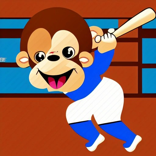 monkey, baseball, player, , Cartoon Arthub.ai