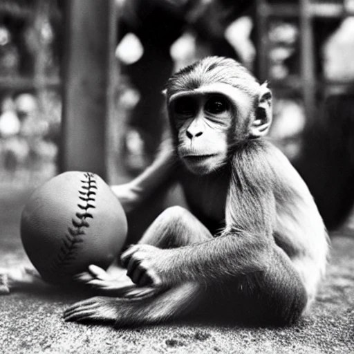 monkey, baseball, player, vintage Arthub.ai