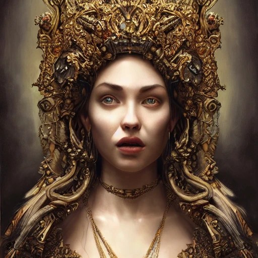 A highly detailed and hyper realistic painting of a God