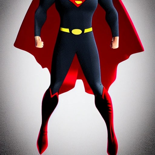 superman as a villain, dark side, red and black suit, dynamic st