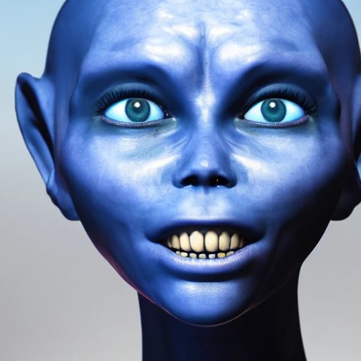 alien, blue skin, perfect breast, detailed face, shadow effect
