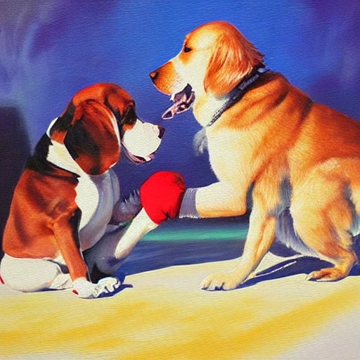 dog fighter cute bad , Oil Painting Arthub.ai