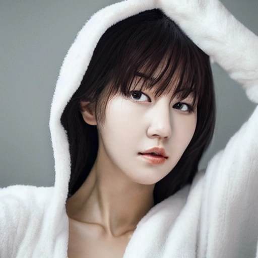 Korean, professional portrait photo of gorgeous sexy woman, white