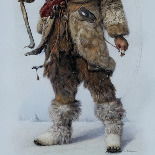 3D fullbody portrait of an Eskimo Spear Hunter who looks like N