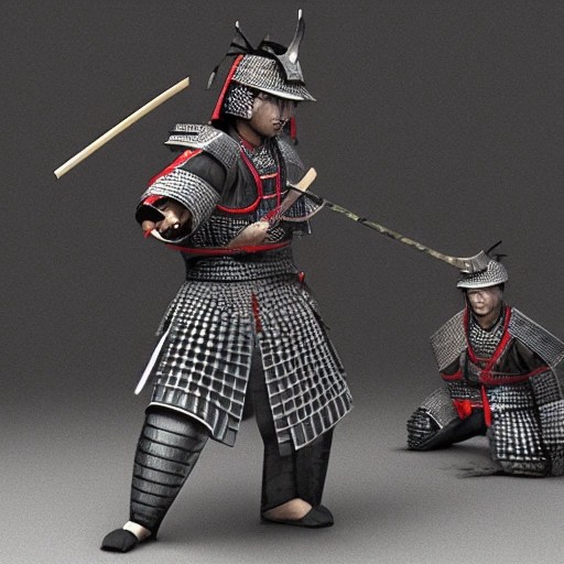 Visualize a powerful samurai in the midst of an important histor