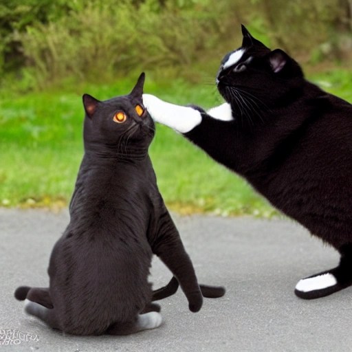 Tuxedo fat cat fighting with slim orange cat Arthub.ai