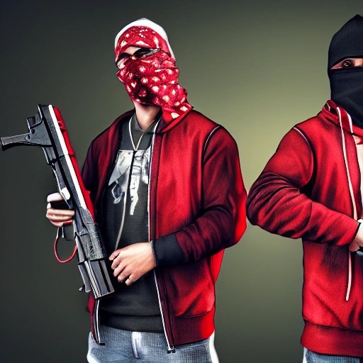 Hyper realistic 4k wallpaper of two blood gang members with red