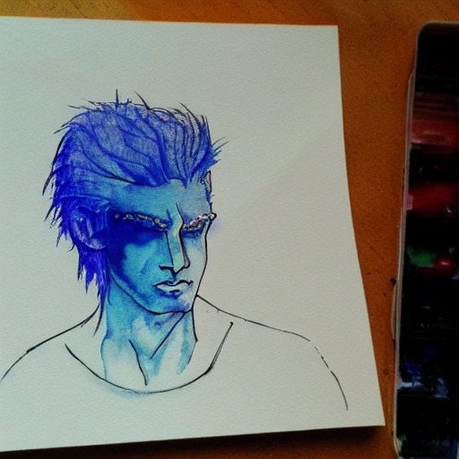 men, hair FROST , zubzero, Water Color, ice, 3D Arthub.ai