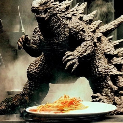 godzilla cooking food Arthub.ai
