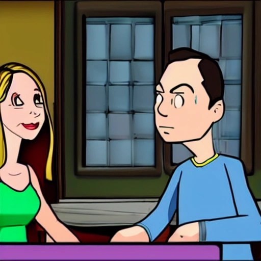 Sheldon Cooper, en una relacion con Penny Hoffstader, Cartoon, 3
