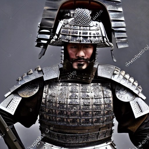 visualize photo high resolution powerful Japanese samurai histor