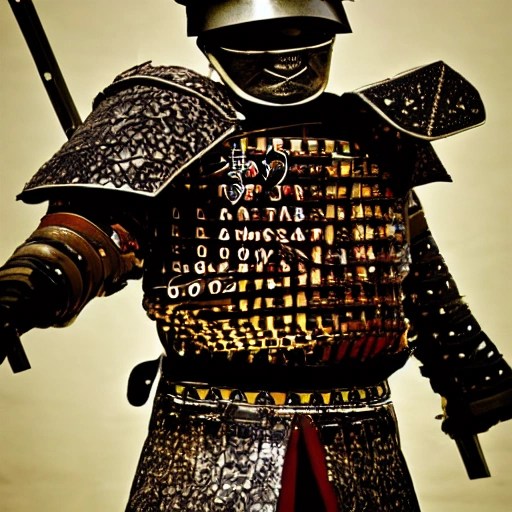 visualize photo high resolution powerful Japanese samurai modern