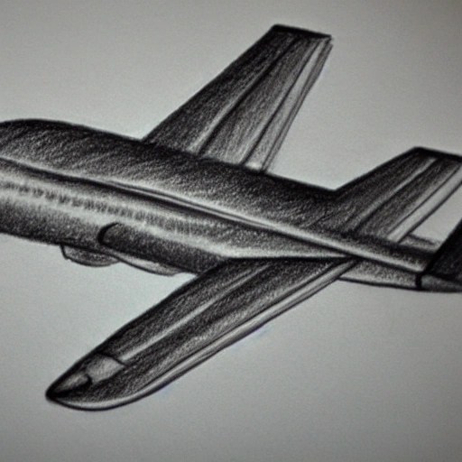 , Pencil Sketch, airplane flying Arthub.ai