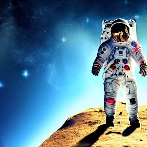 astronaut standing on the moon looking upwards at the Ear