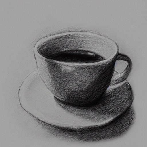 a cup of coffee, Pencil Sketch Arthub.ai