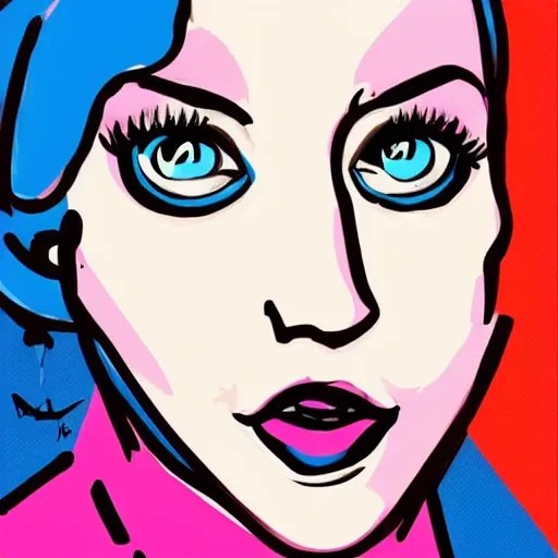 female blue eyes, cute, bald, pop art, concept art, white backgr