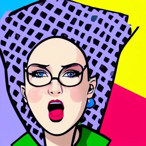 female blue eyes, cute, bald, pop art, concept art, white backgr