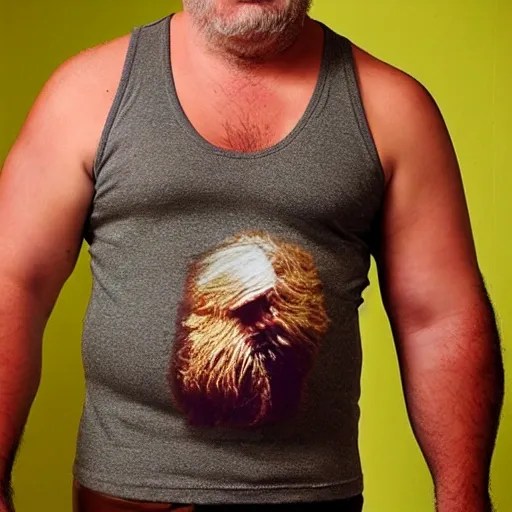 realistic, hairy, fat, old man, tank top, seductive - Arthub.ai