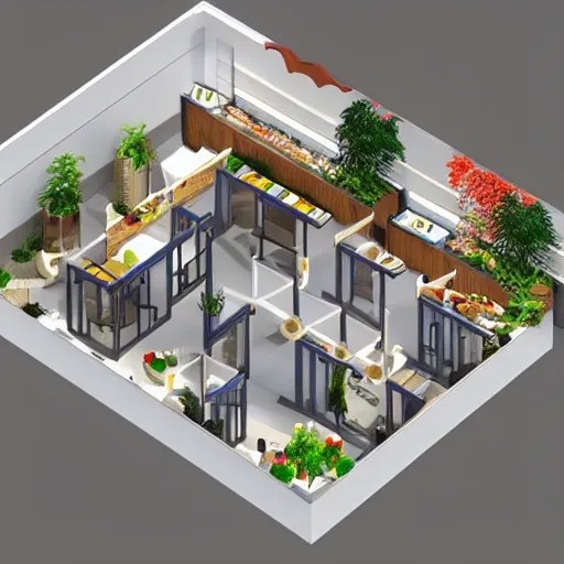 Interior design, hot pot restaurant, floor plan, two story displ