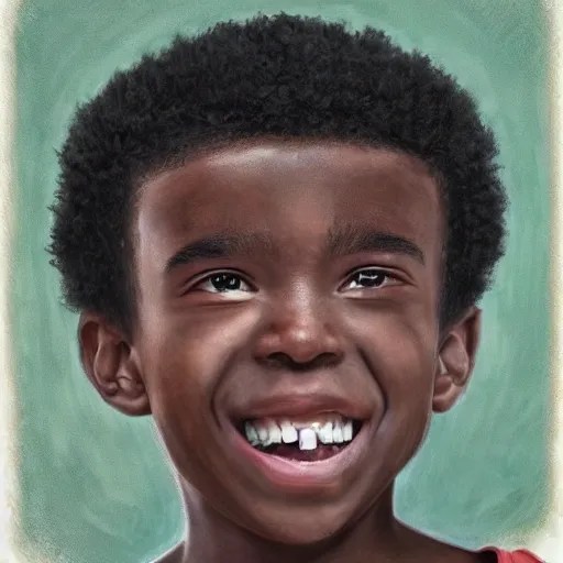 a realistic portrait of a strong black boy, Arthub.ai