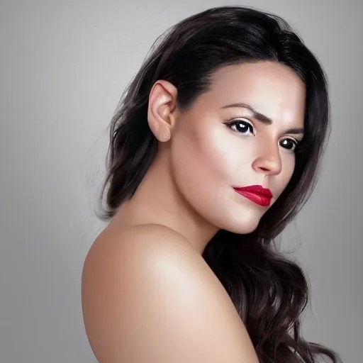 Create a hyperrealistic portrait of a 35yearold latina woman