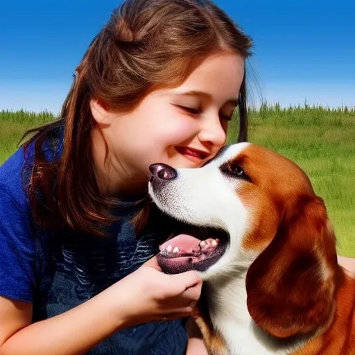 girl kissing a dog, 3D - Arthub.ai
