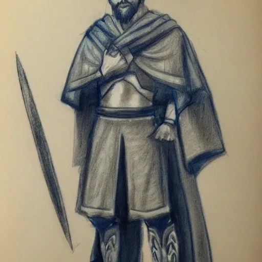 Male warrior, wearing blue robes, good looking white blue eyes