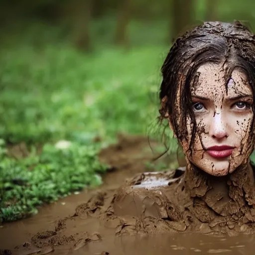 Photo of beautiful woman covered in mud - Arthub.ai