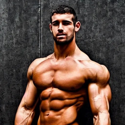 fully nude muscular male, insane detail, handsome detailed face