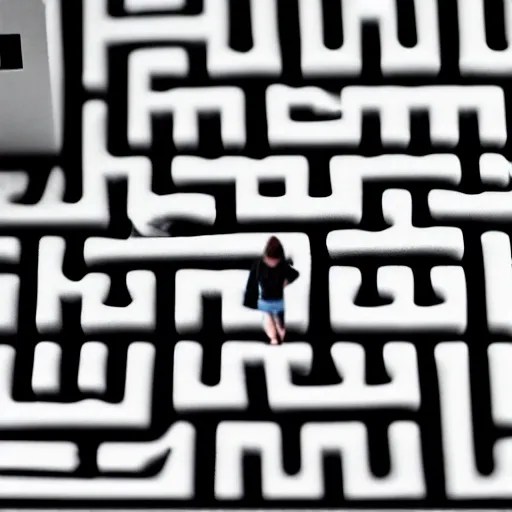 People trapped in keyboard, maze, confused, gray, irrational Arthub.ai