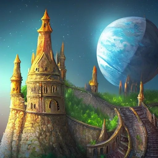 fantasy city, walls, towers, castles, magic towers, all located
