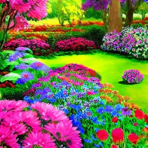 a beautiful garden of flowers, with ultrarealistic colors, a ma