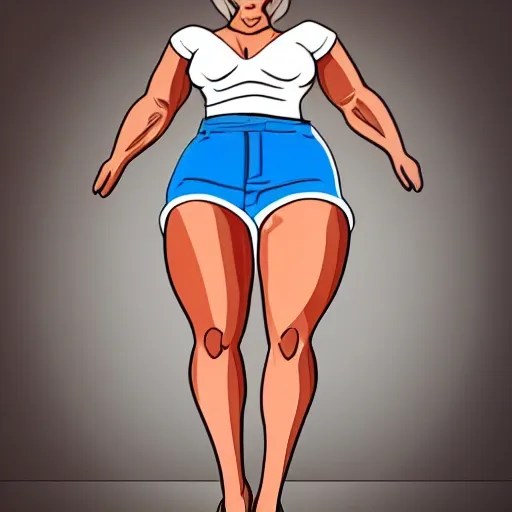 curvy woman legs with very muscular calves, Cartoon - Arthub.ai