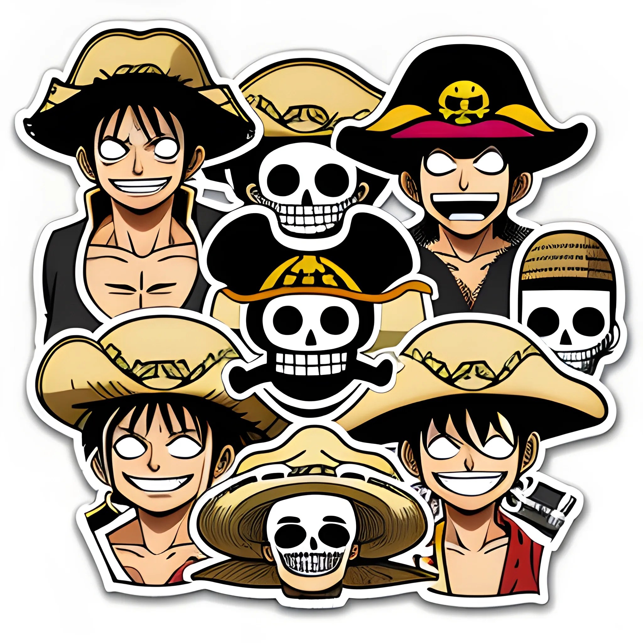 One piece, straw hat pirate group,sticker design Arthub.ai