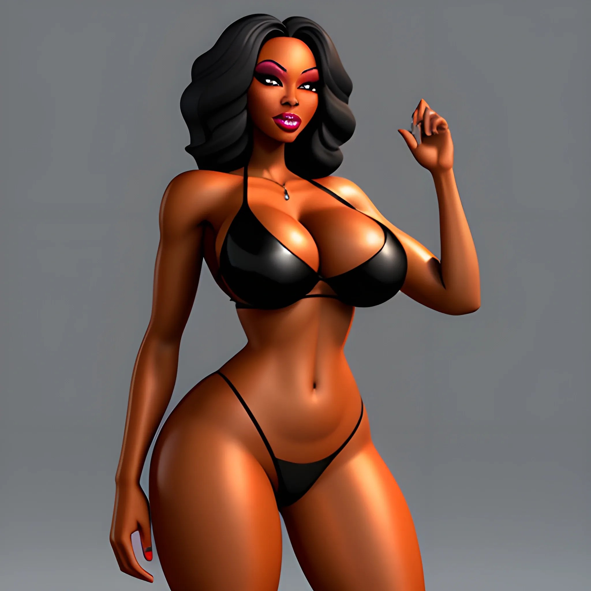 Sexy black girl, 3D, Cartoon - Arthub.ai