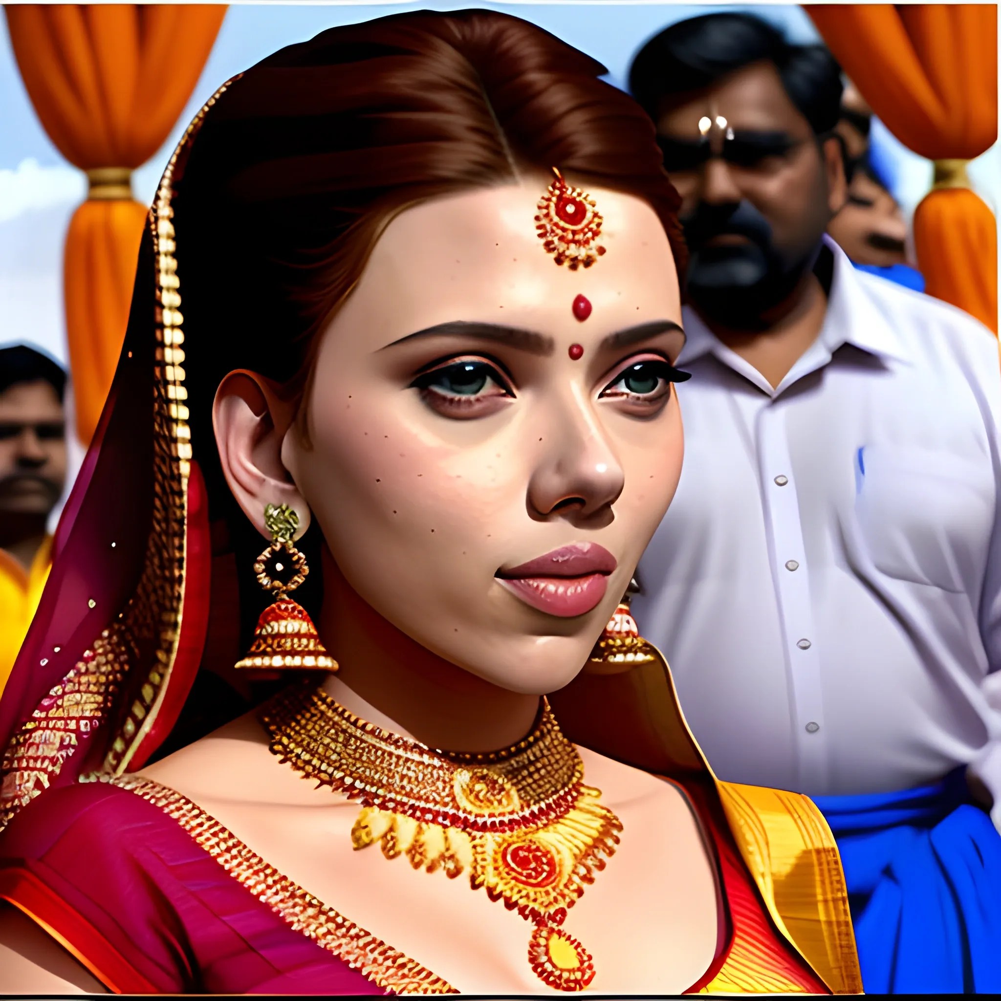Scarlett Johansson in saree in a Tamil Indian Wedding with big t