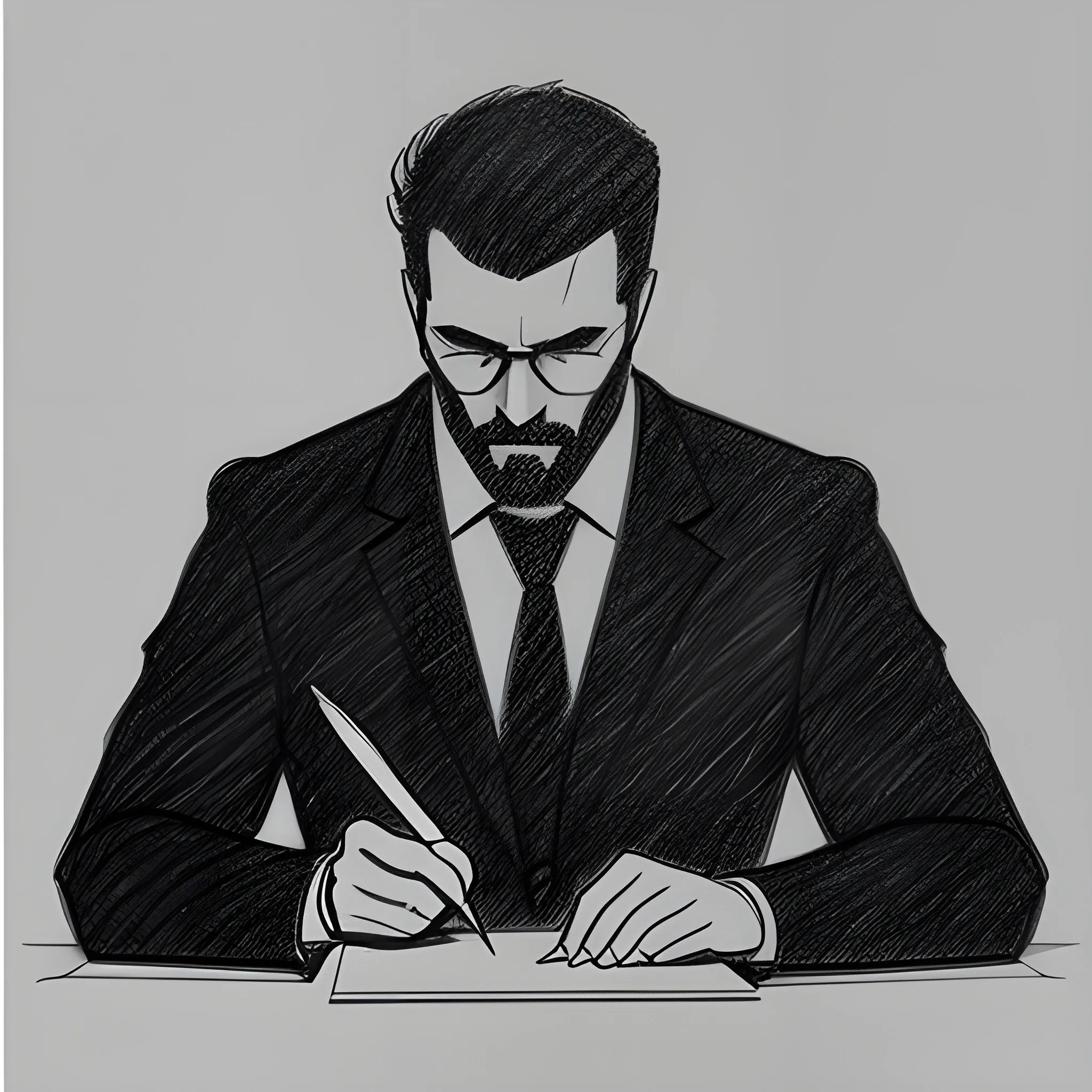 The silhouette of a boy writing code., Pencil Sketch Arthub.ai